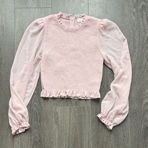 Wilfred S Smocked Top With Sheer Sleeves